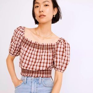 Madewell Seersucker Jeanette Top in Plaid